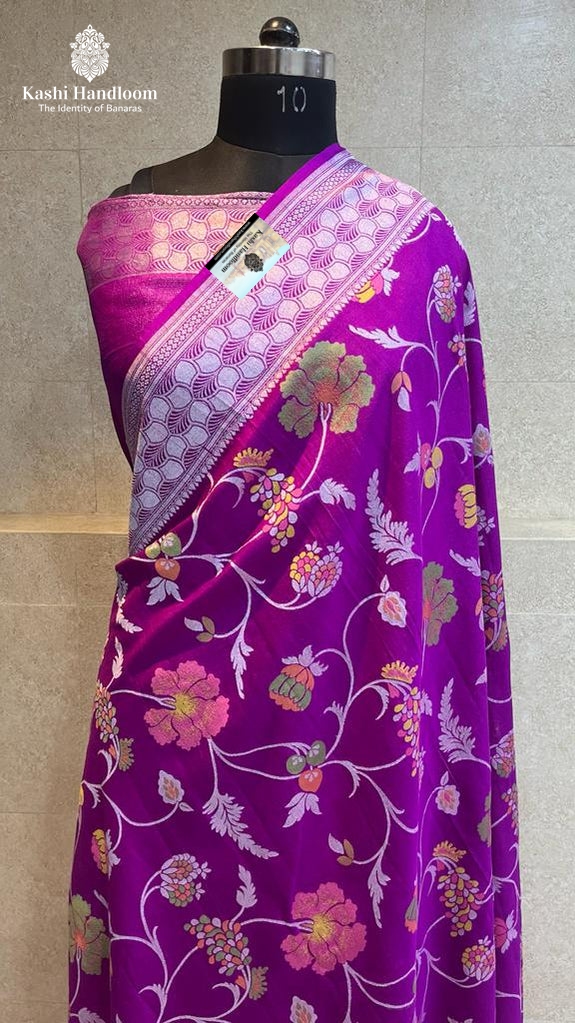 Banaras Handloom Pure Khaddi Tussar Georgette saree