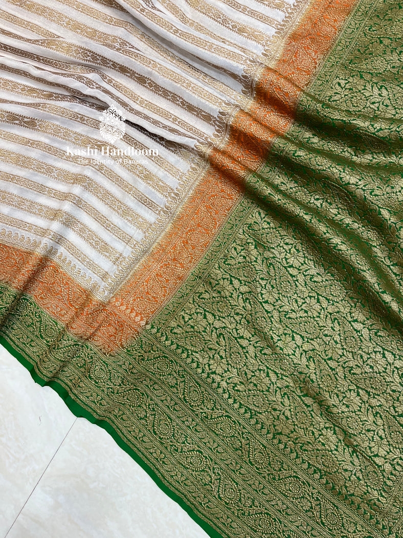 Banaras Handloom Khaddi Georgette Saree Antique Zari