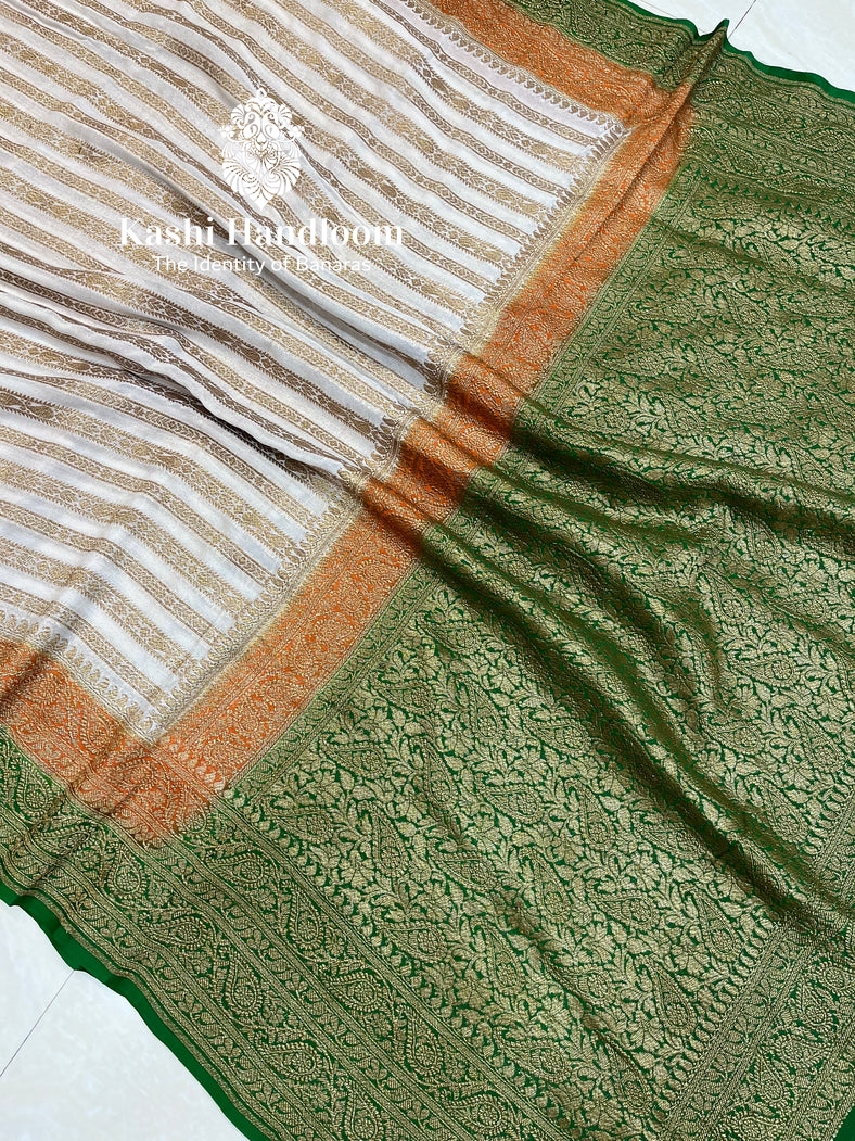Banaras Handloom Khaddi Georgette Saree Antique Zari