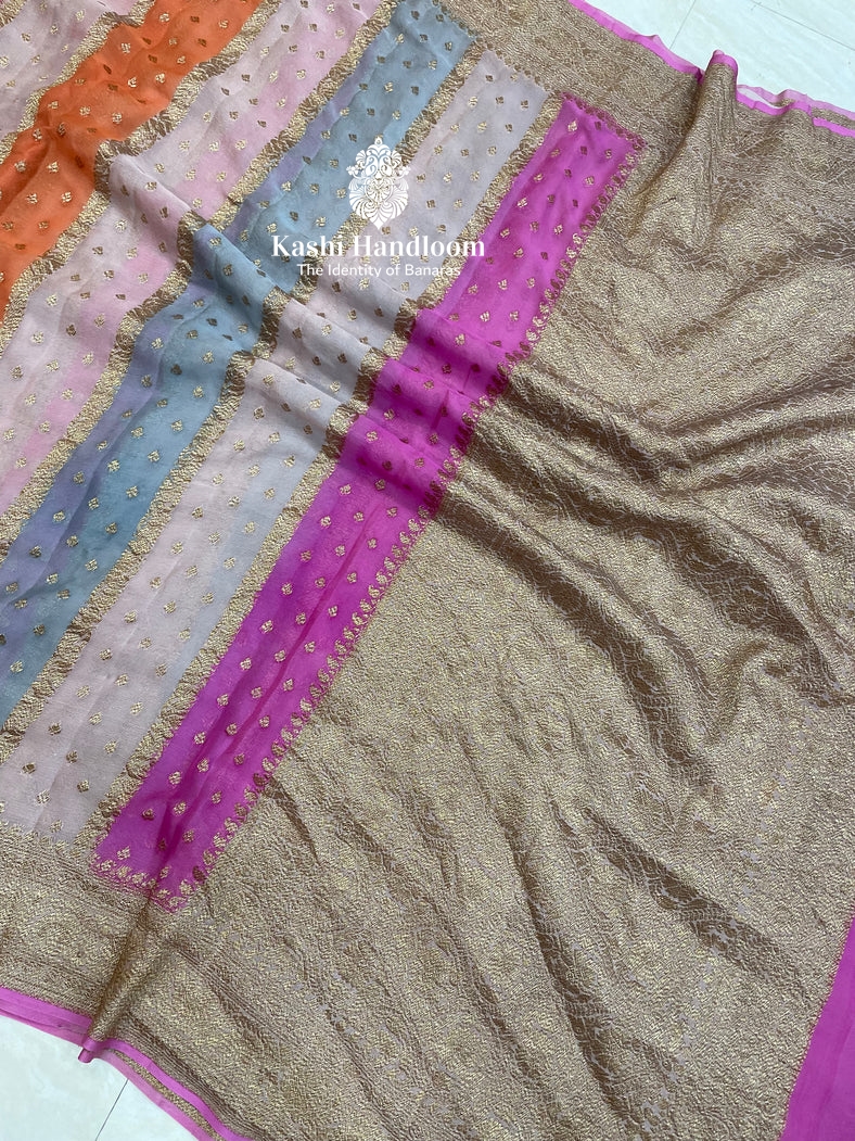 Banaras Handloom Khaddi Georgette Saree Antique Zari