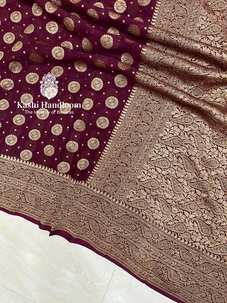 Banaras Handloom Khaddi Georgette saree Antique Zari