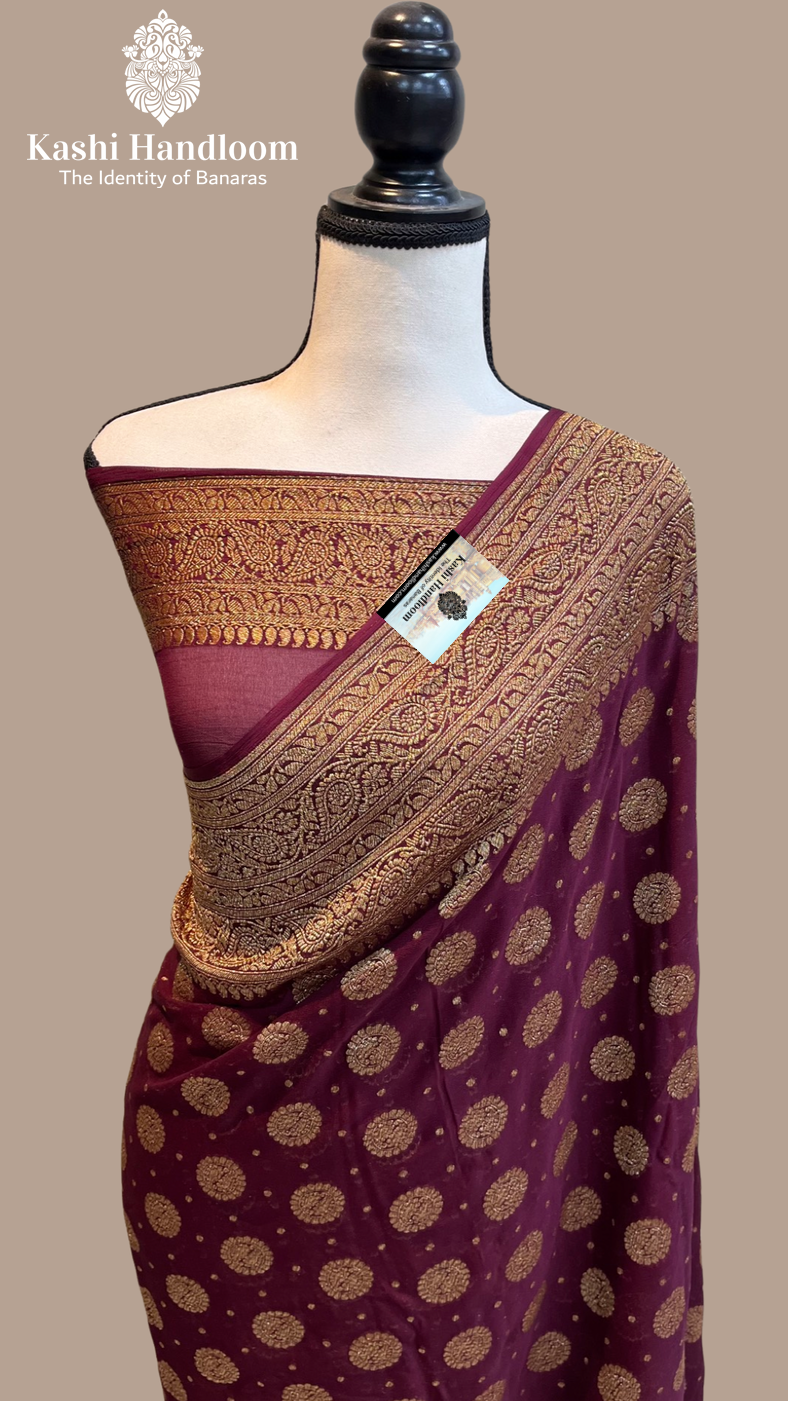 Banaras Handloom Khaddi Georgette saree Antique Zari