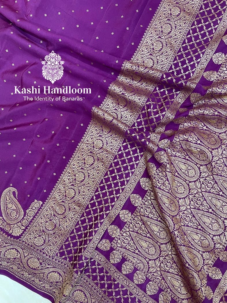 Banaras Handloom Khaddi Georgette Katan Saree Antique Zari