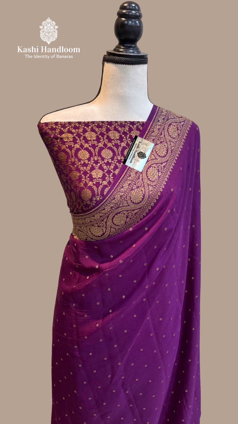 Banaras Handloom Khaddi Georgette Katan Saree Antique Zari