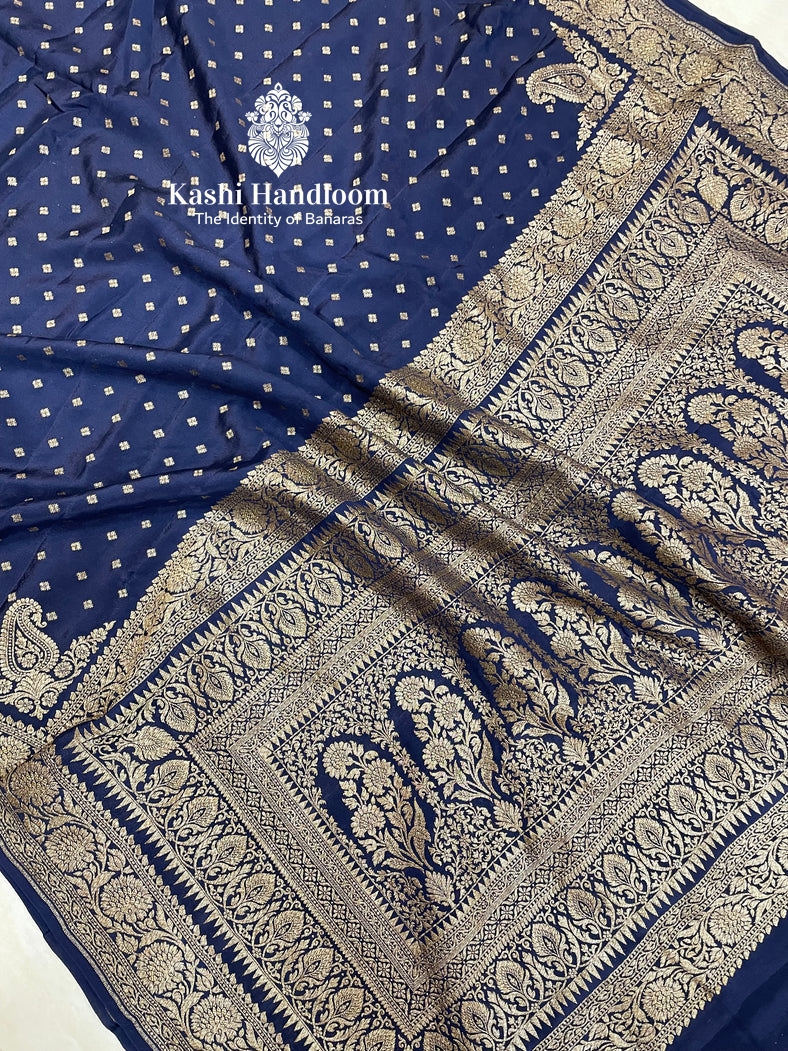 Banaras Handloom Khaddi Georgette Katan Saree Antique Zari