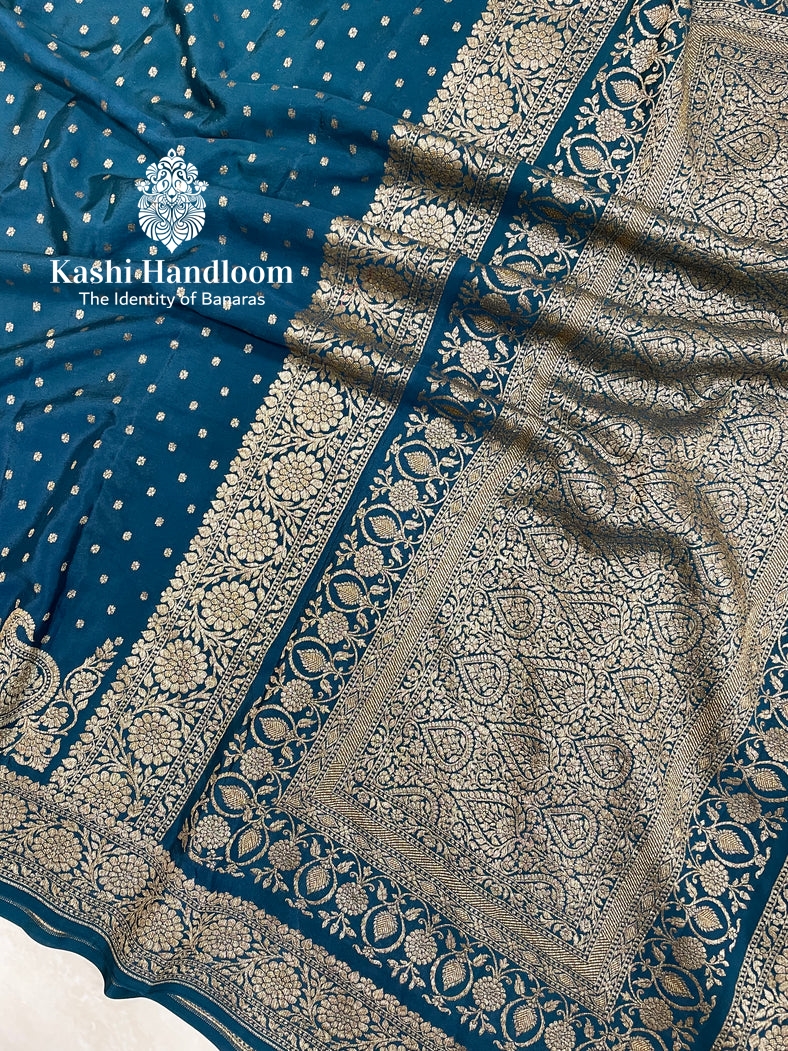 Banaras Handloom Khaddi Georgette Katan Saree Antique Zari