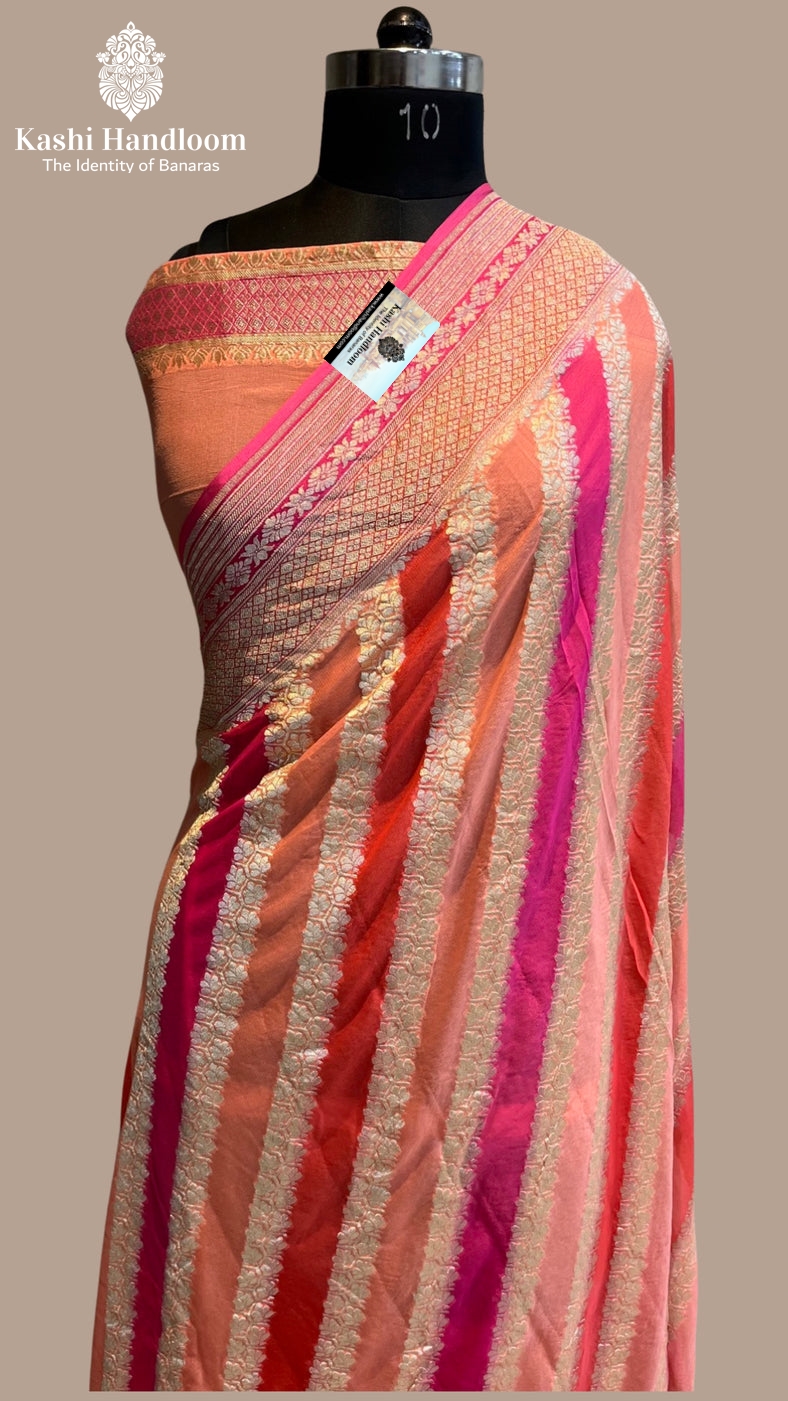 Banaras Handloom Khaddi Georgette Saree Water Zari