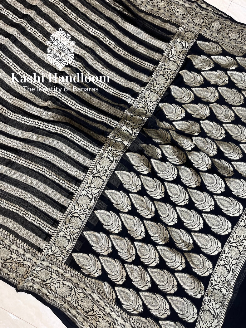 Banaras Handloom Khaddi Georgette Saree Water Zari