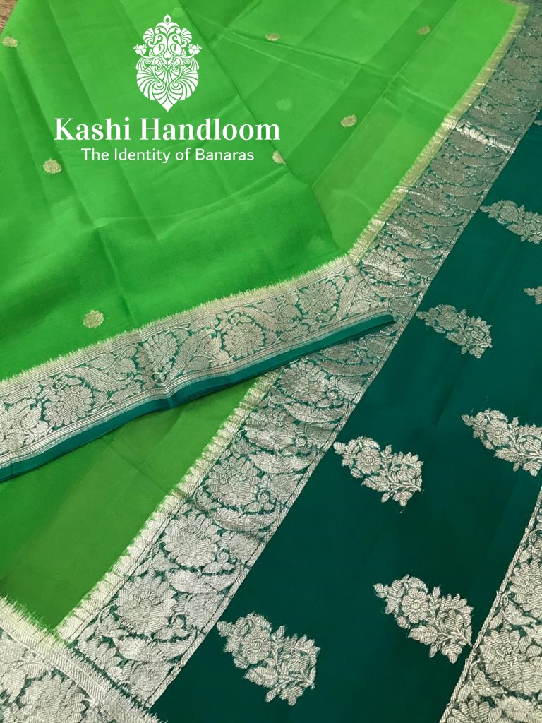 Banaras Handloom Khaddi Georgette Saree Silver Zari