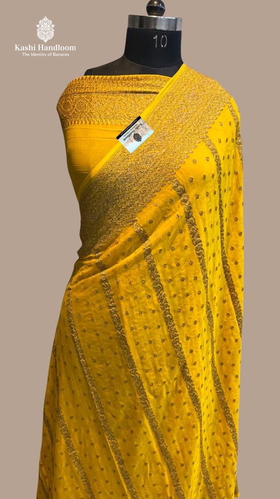Banaras Handloom Pure Khaddi Georgette Saree Antique Zari