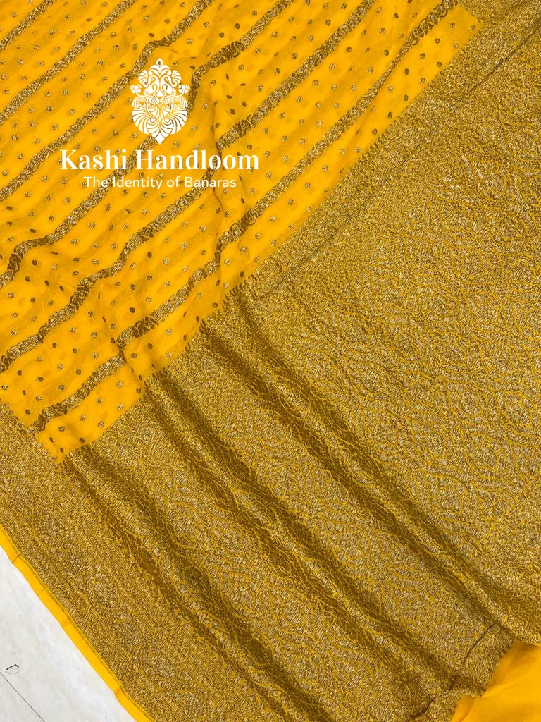 Banaras Handloom Pure Khaddi Georgette Saree Antique Zari