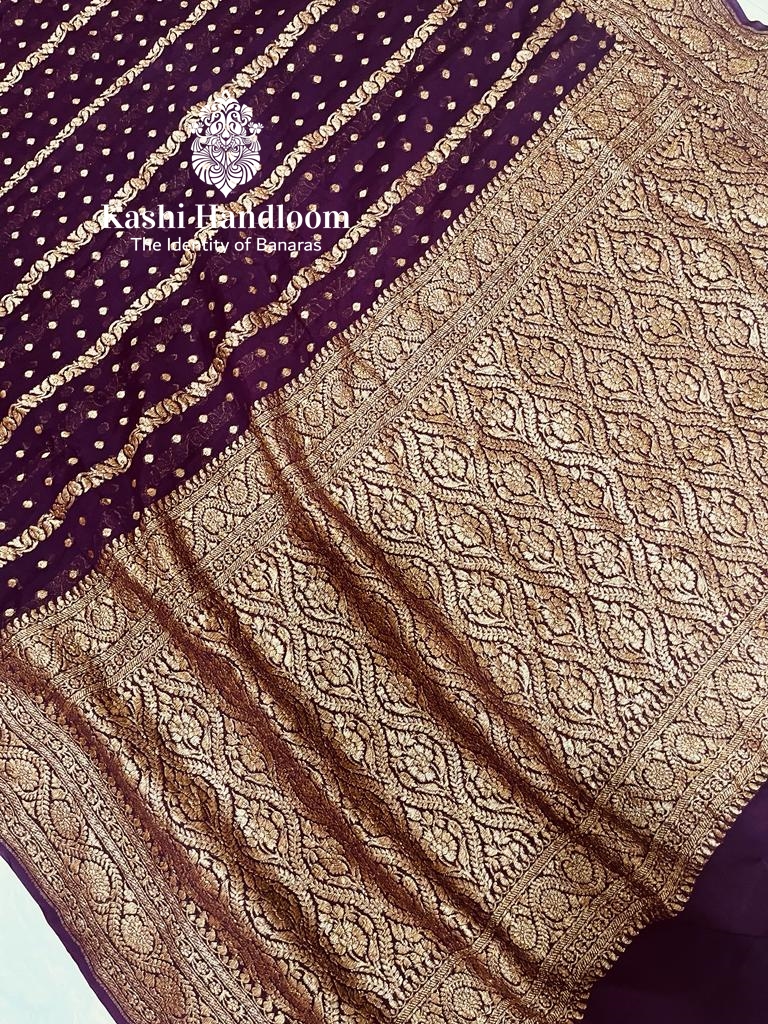 Banaras Handloom Pure Khaddi Georgette Saree Antique Zari