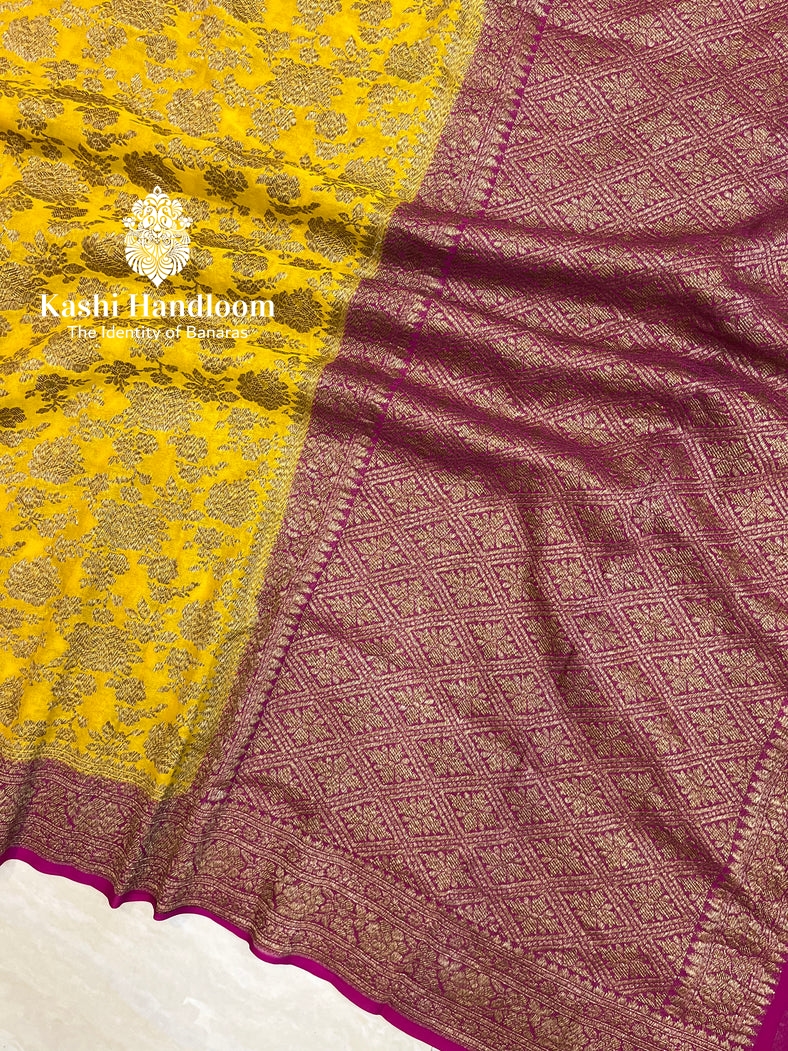 Banaras Handloom Pure Khaddi Georgette Saree Antique Zari