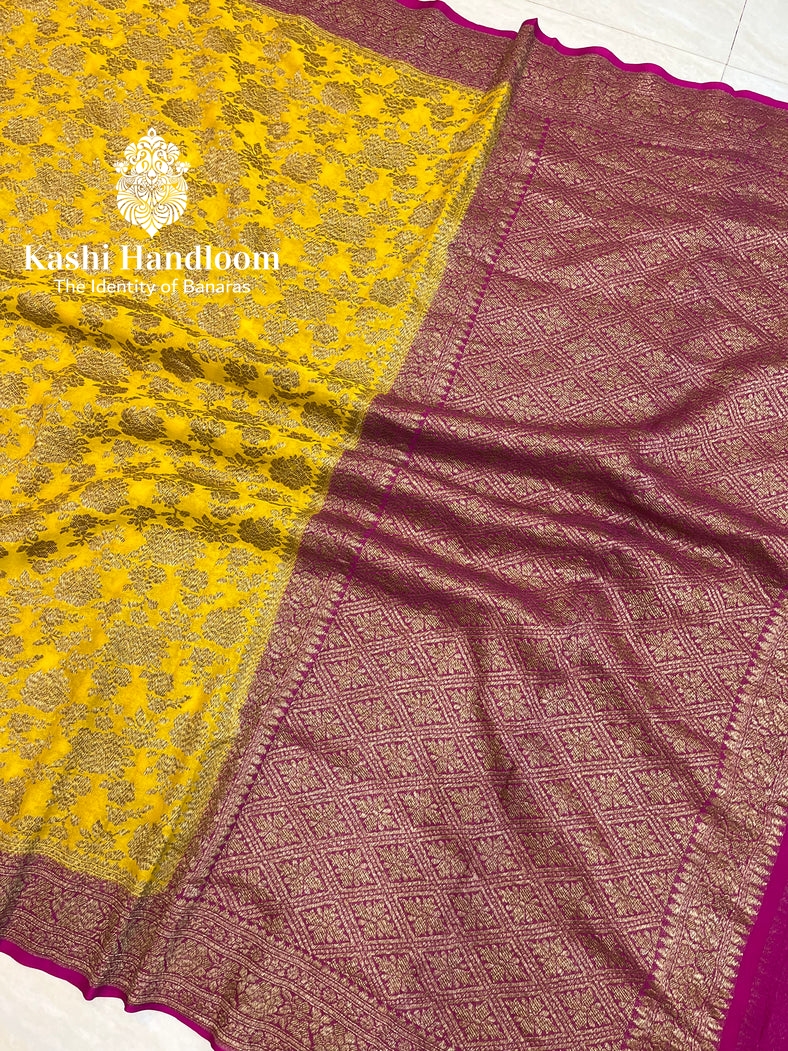 Banaras Handloom Pure Khaddi Georgette Saree Antique Zari