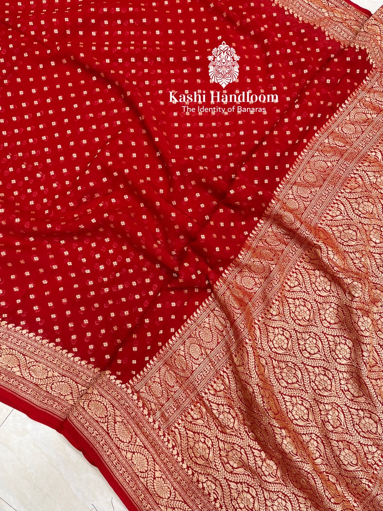 Banaras Handloom Pure Khaddi Georgette Saree Gold Zari