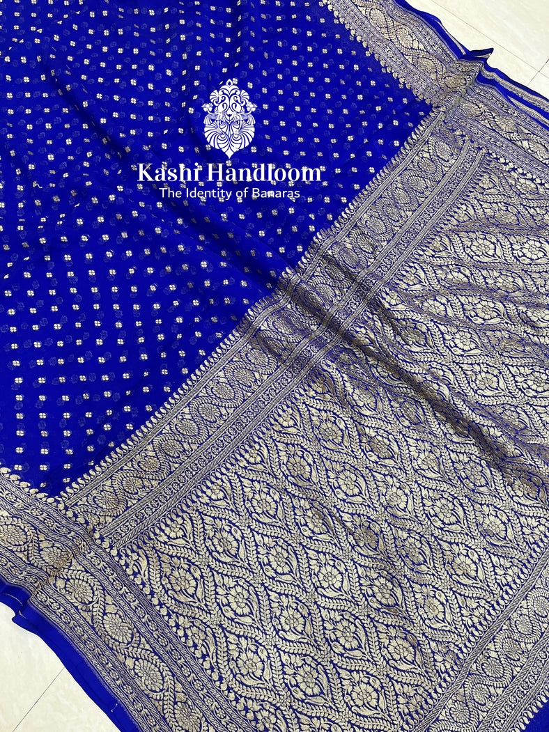 Banaras Handloom Pure Khaddi Georgette Saree Gold Zari