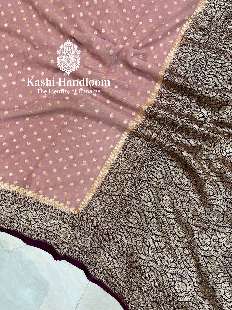 Banaras Handloom Pure Khaddi Georgette Saree Gold Zari