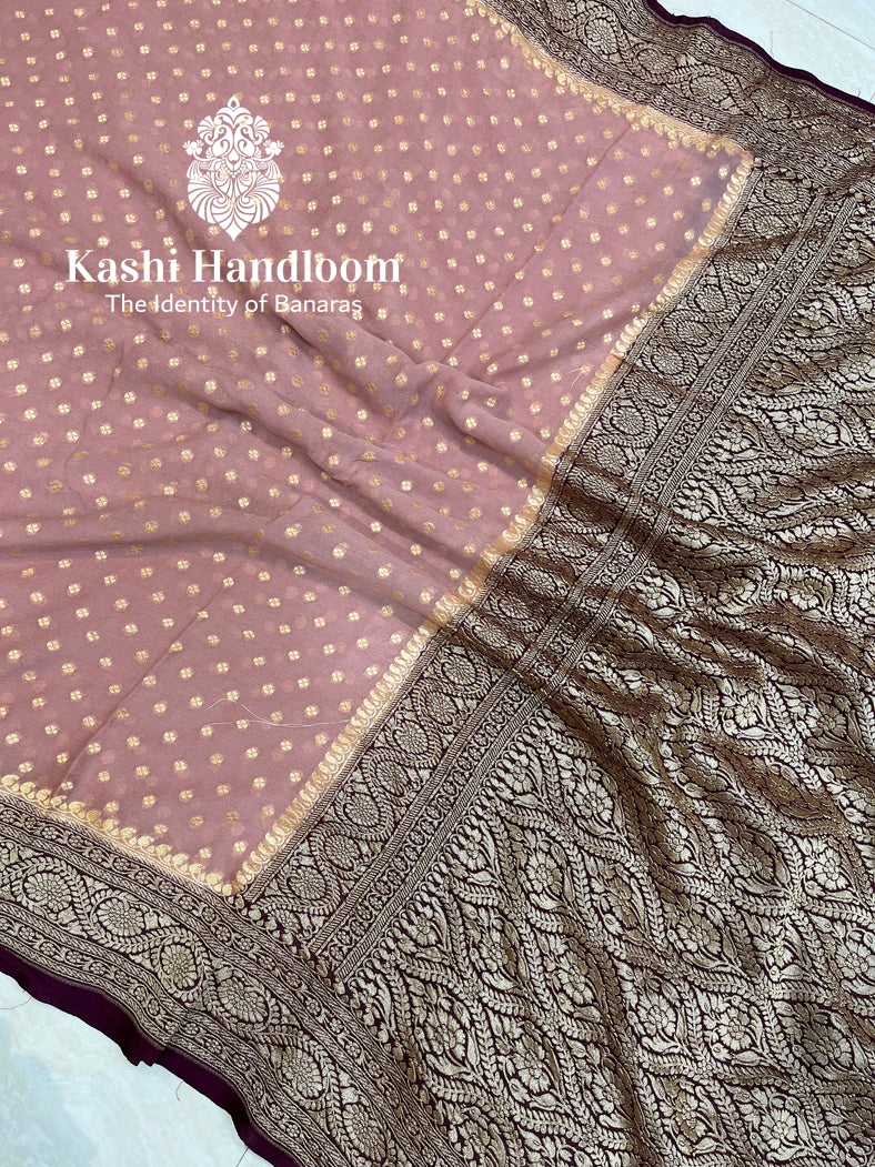 Banaras Handloom Pure Khaddi Georgette Saree Gold Zari