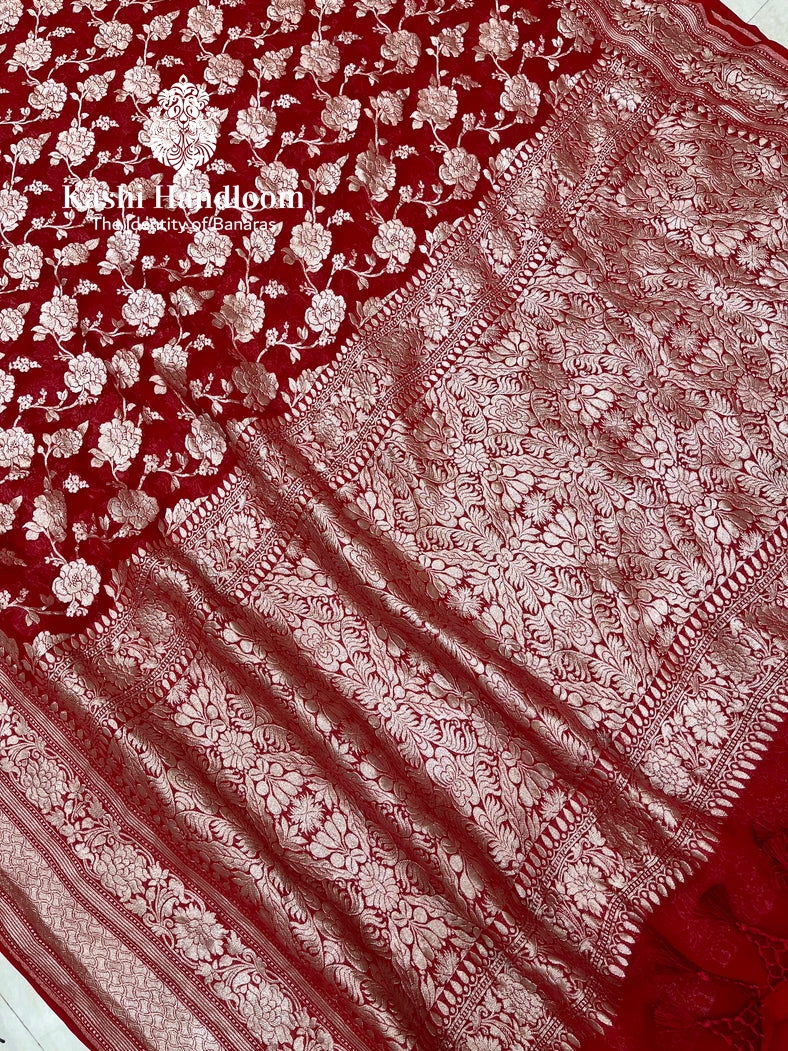 Banaras Handloom Khaddi Georgette Saree Water Zari