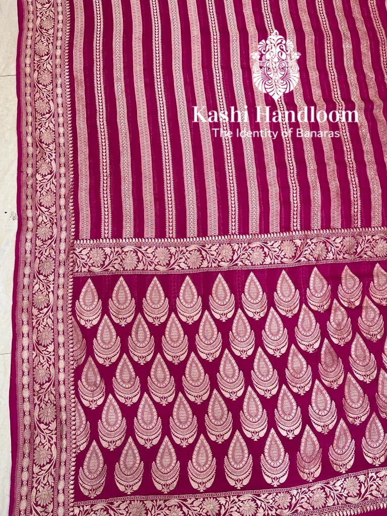 Banaras Handloom Khaddi Georgette Saree Water Zari