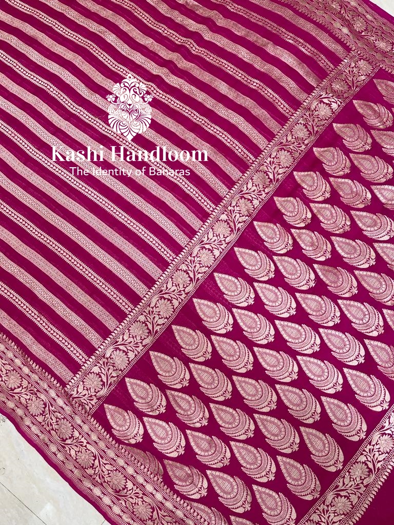 Banaras Handloom Khaddi Georgette Saree Water Zari