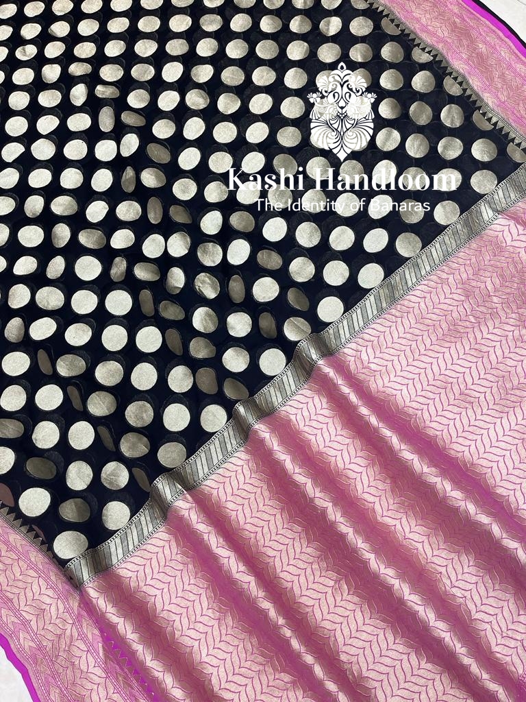 Banaras Handloom Pure Khaddi Georgette Saree Water Zari