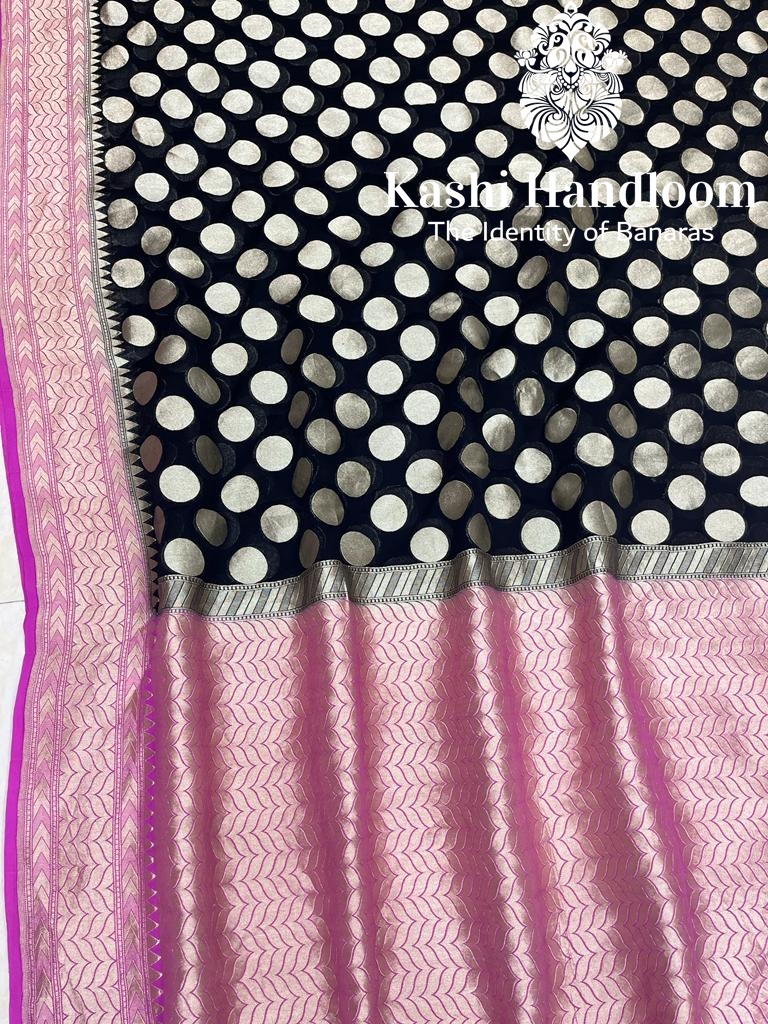Banaras Handloom Pure Khaddi Georgette Saree Water Zari