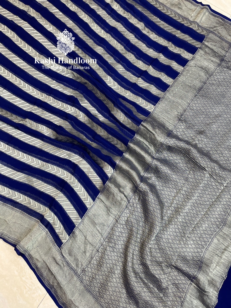 Banaras Handloom Khaddi Georgette Saree Water Zari