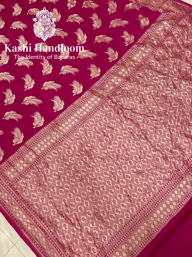 Banaras Handloom Khaddi Georgette Saree Water Zari