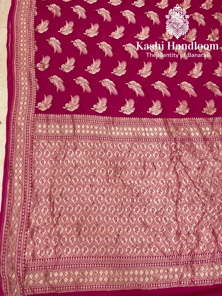 Banaras Handloom Khaddi Georgette Saree Water Zari