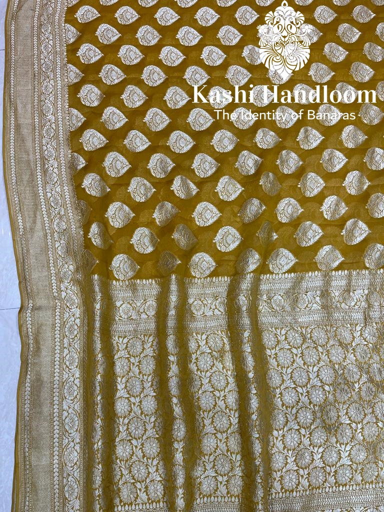 Banaras Handloom Khaddi Georgette Saree Water Zari