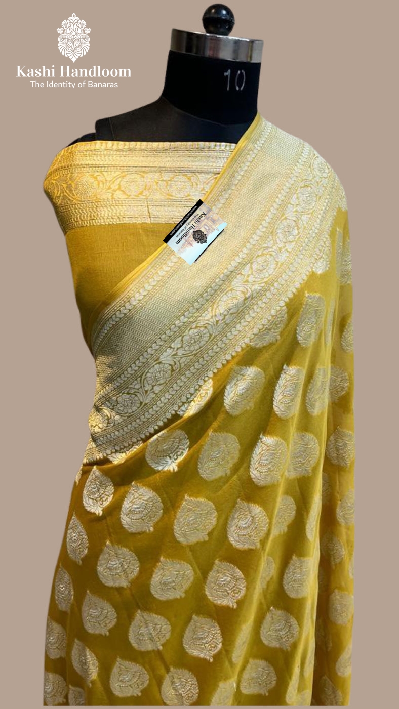 Banaras Handloom Khaddi Georgette Saree Water Zari