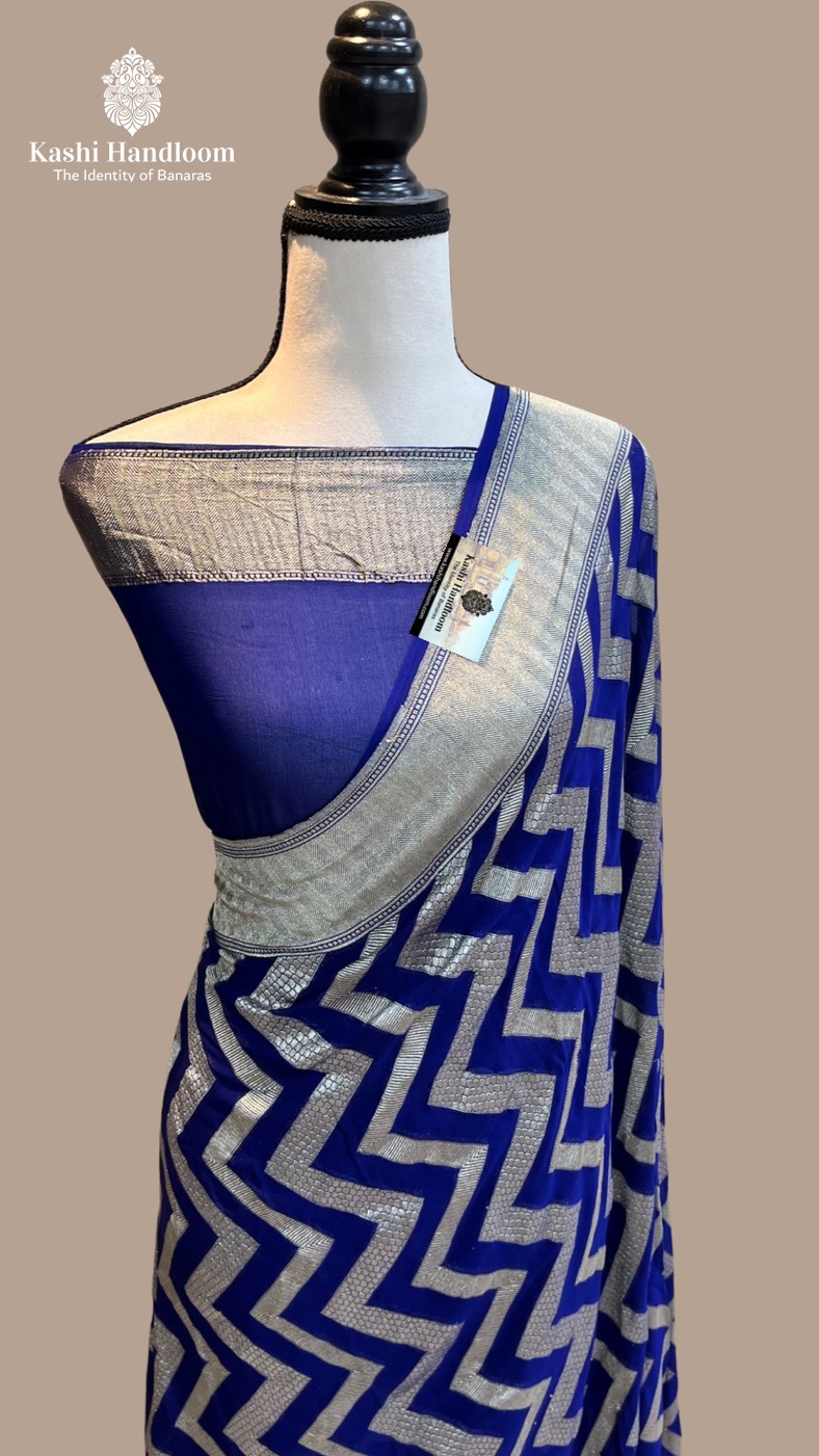 Banaras Handloom Khaddi Georgette Saree Water Zari