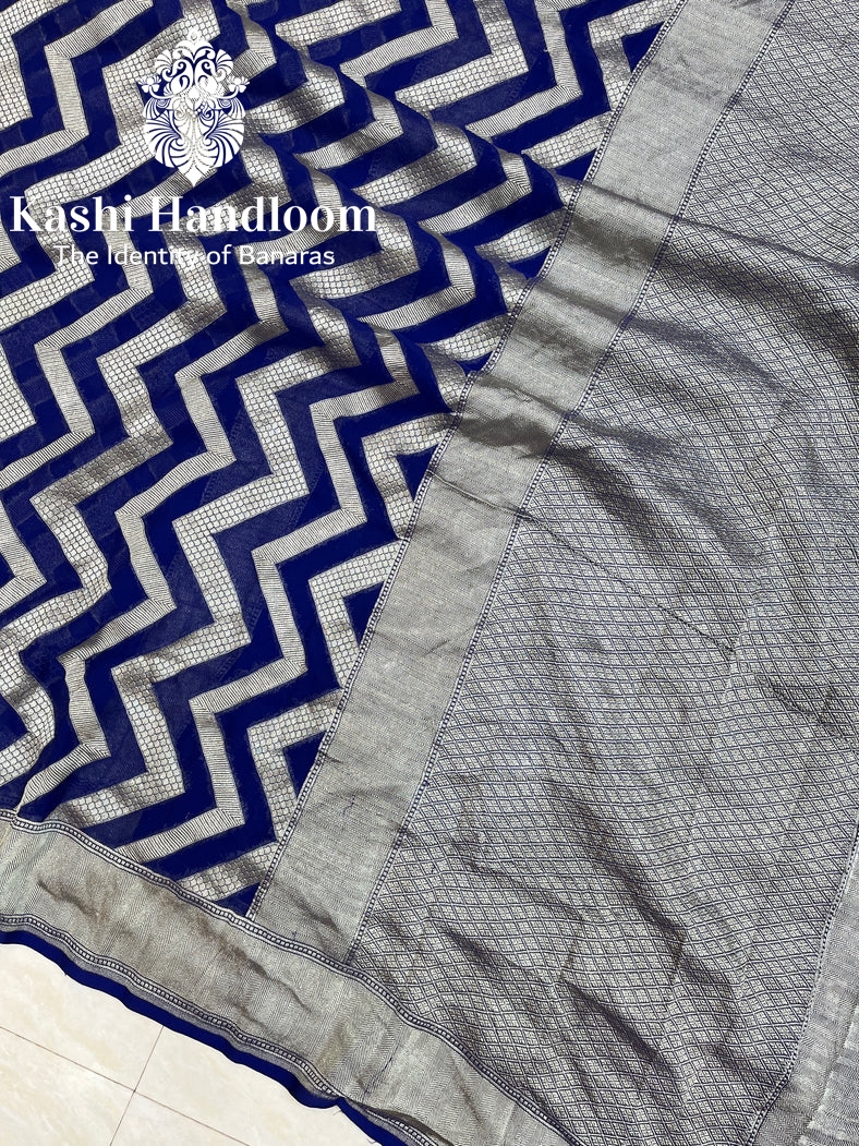 Banaras Handloom Khaddi Georgette Saree Water Zari