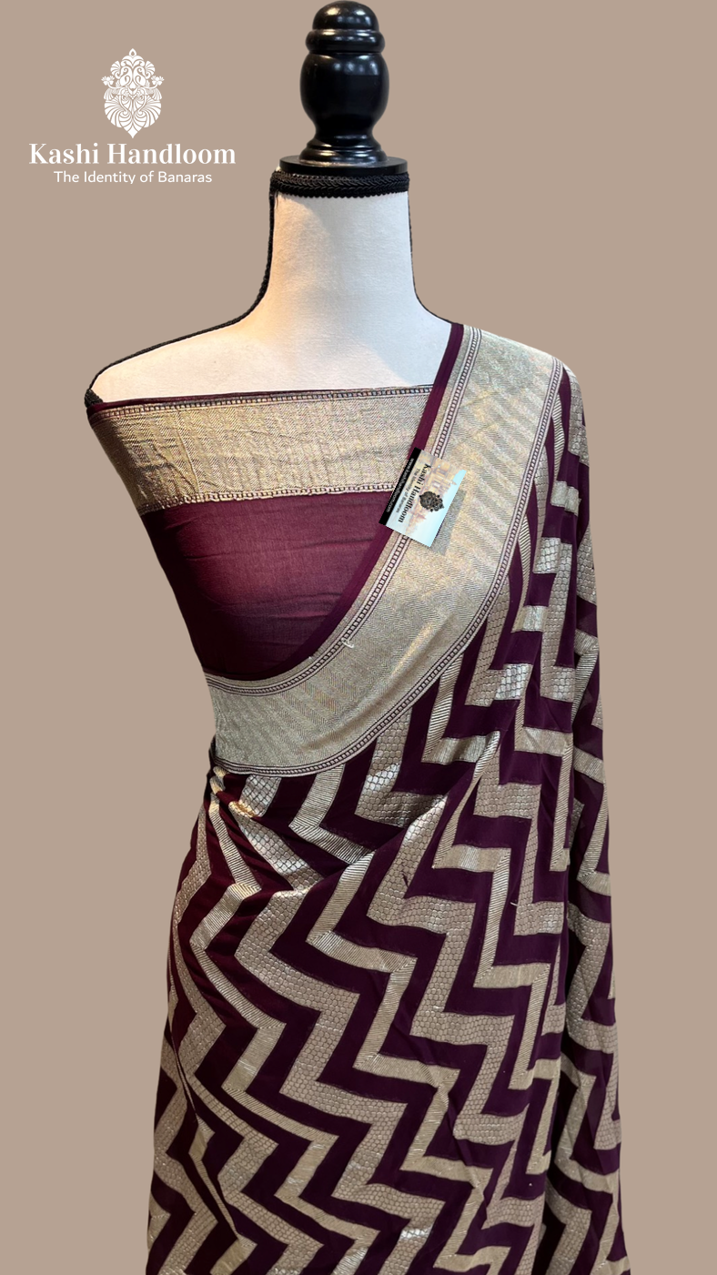 Banaras Handloom Khaddi Georgette Saree Water Zari