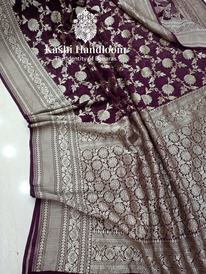Banaras Handloom Khaddi Georgette Saree Water Zari