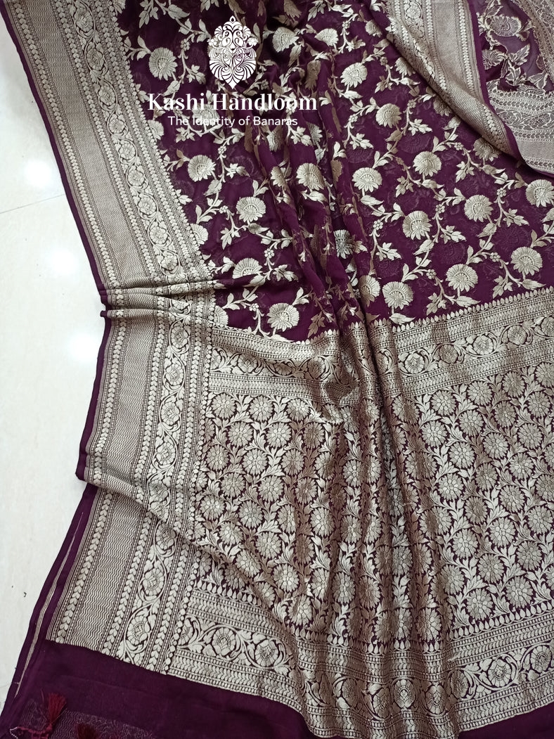 Banaras Handloom Khaddi Georgette Saree Water Zari
