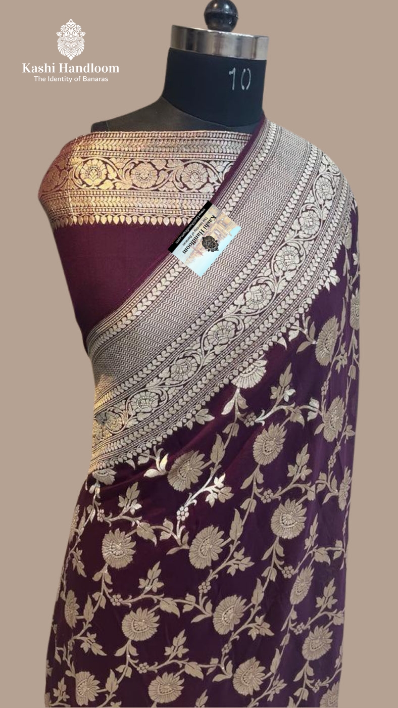 Banaras Handloom Khaddi Georgette Saree Water Zari