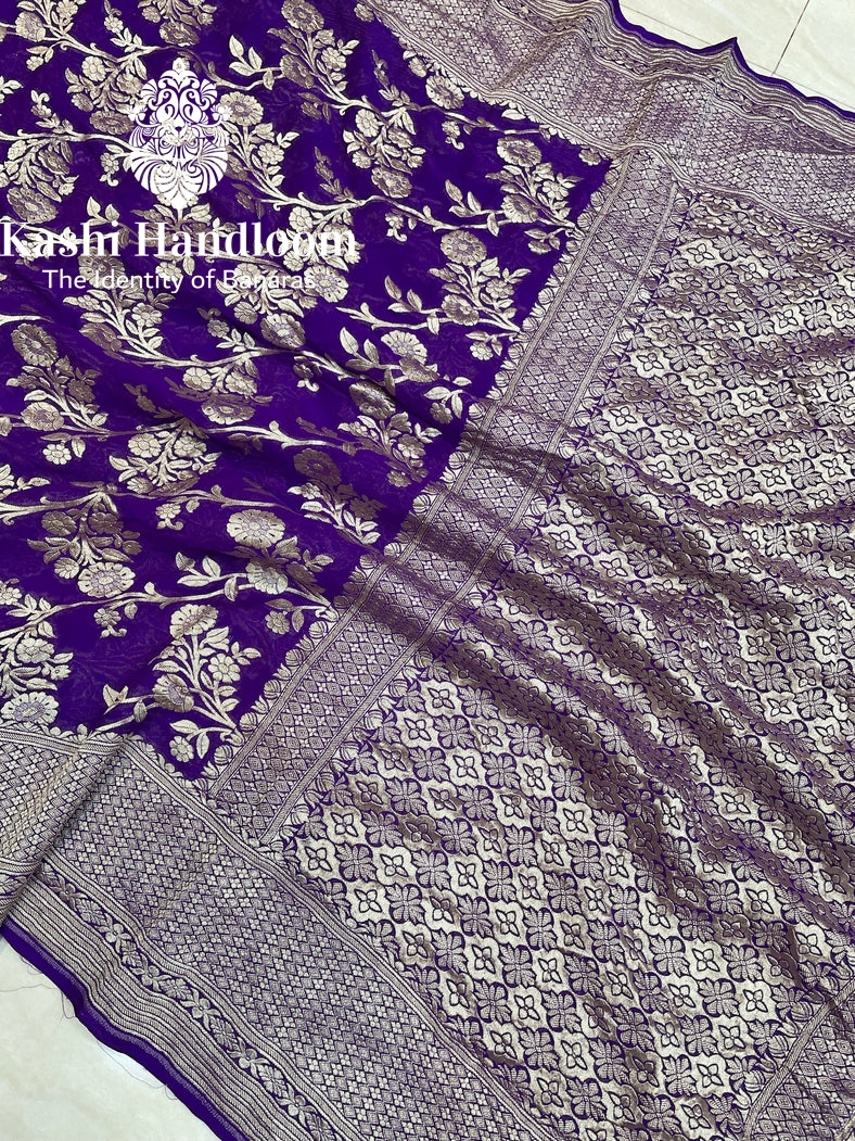 Banaras Handloom Khaddi Georgette Saree Water Zari