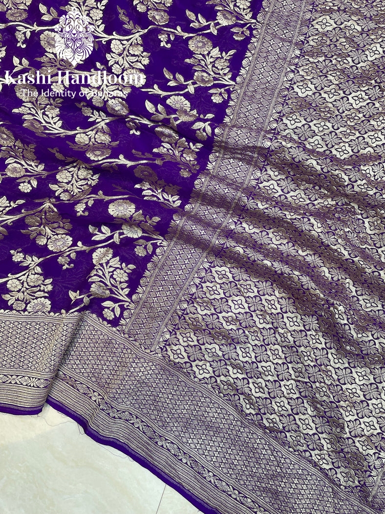 Banaras Handloom Khaddi Georgette Saree Water Zari