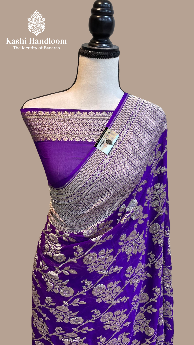 Banaras Handloom Khaddi Georgette Saree Water Zari
