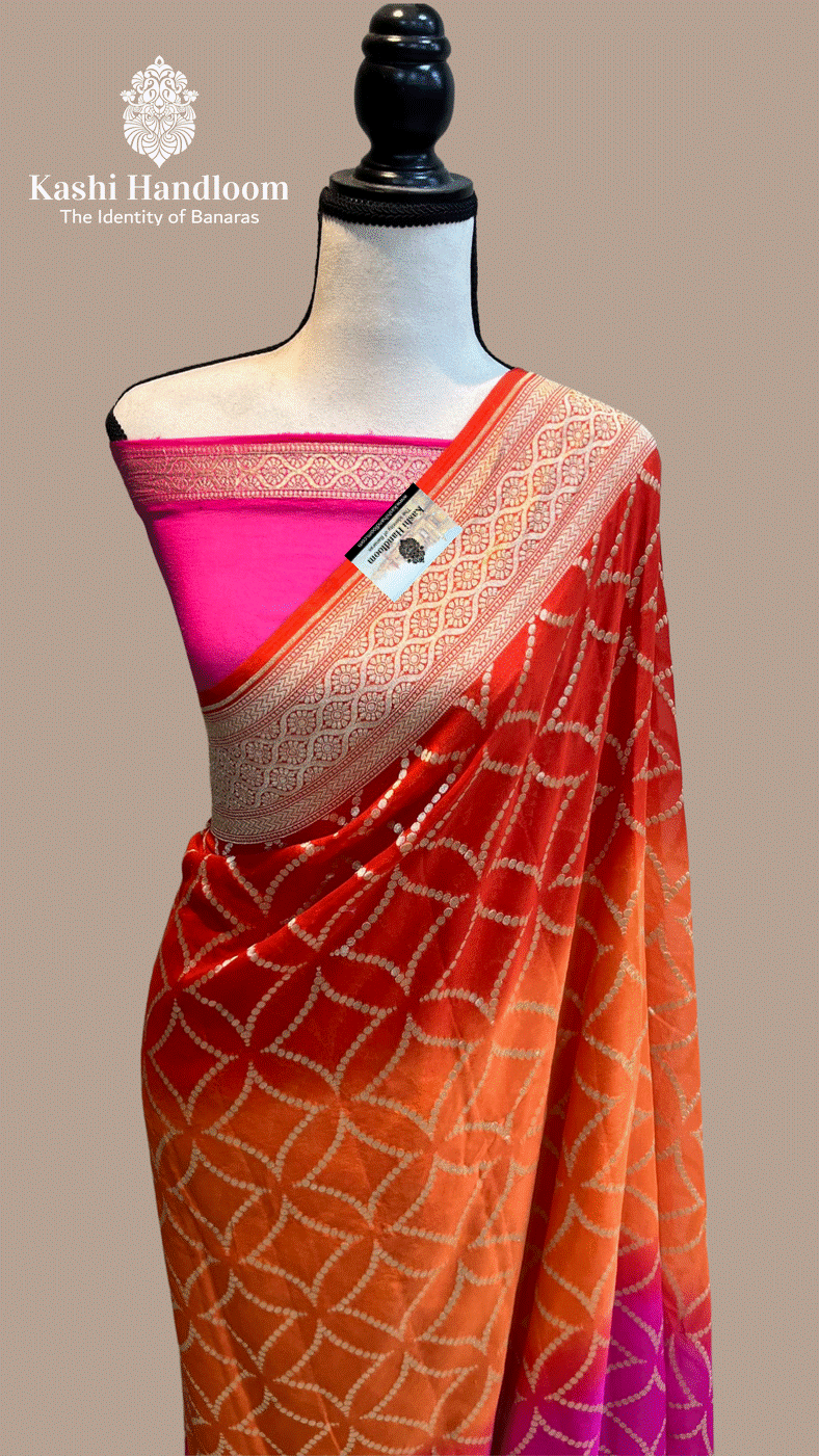 Banaras Handloom Khaddi Georgette Saree Water Zari