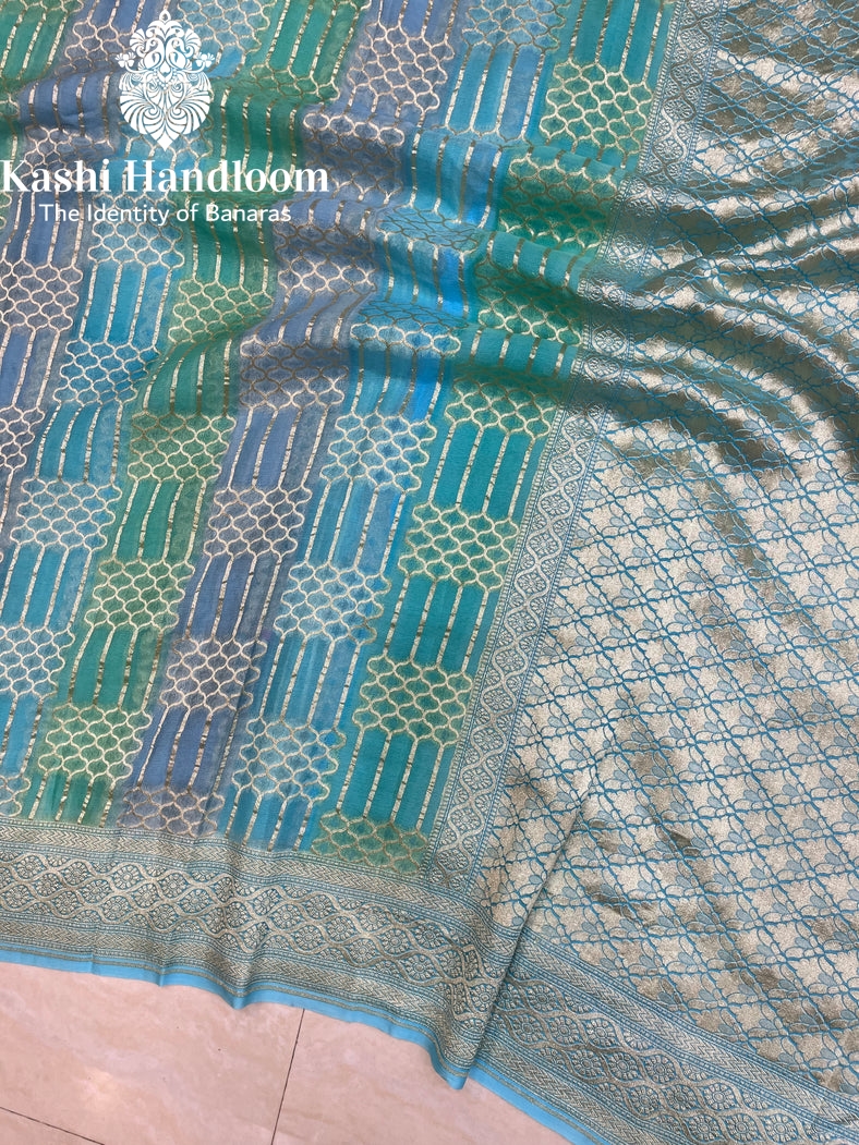 Banaras Handloom Khaddi Georgette Saree Water Zari