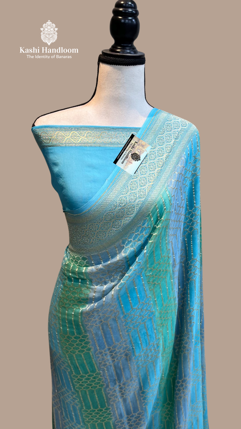 Banaras Handloom Khaddi Georgette Saree Water Zari