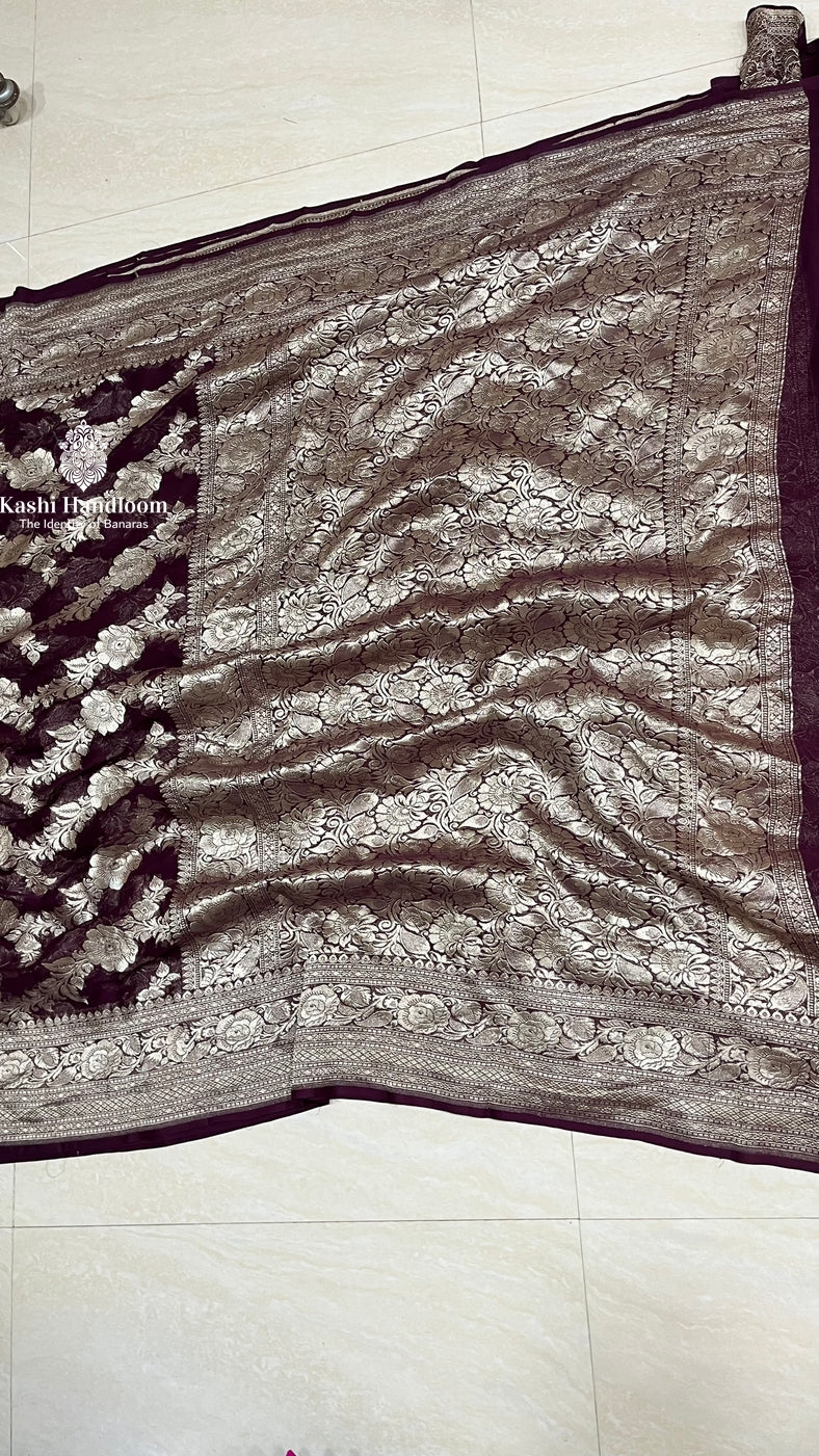 Banaras Handloom Khaddi Georgette Saree Water Zari