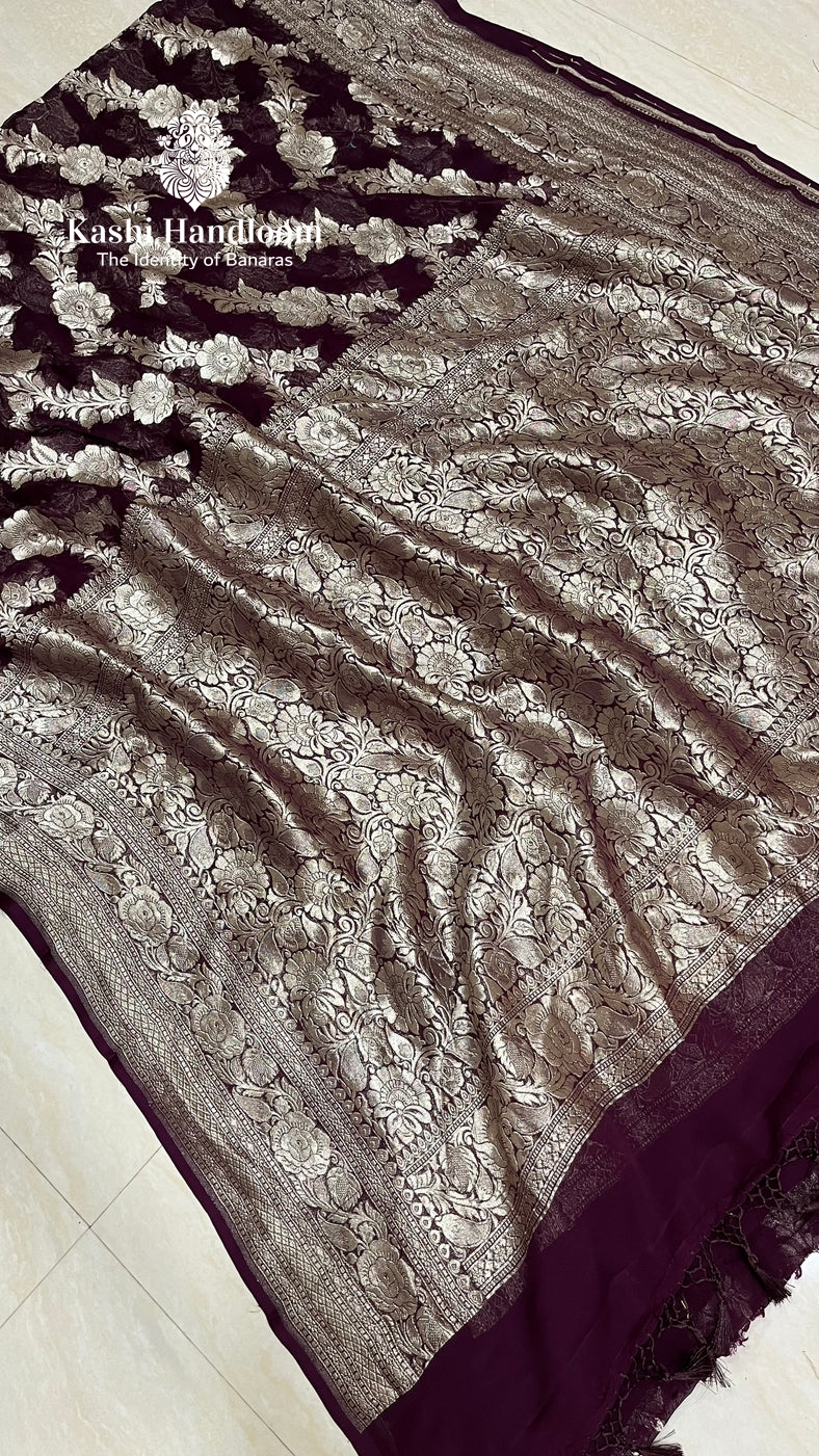 Banaras Handloom Khaddi Georgette Saree Water Zari