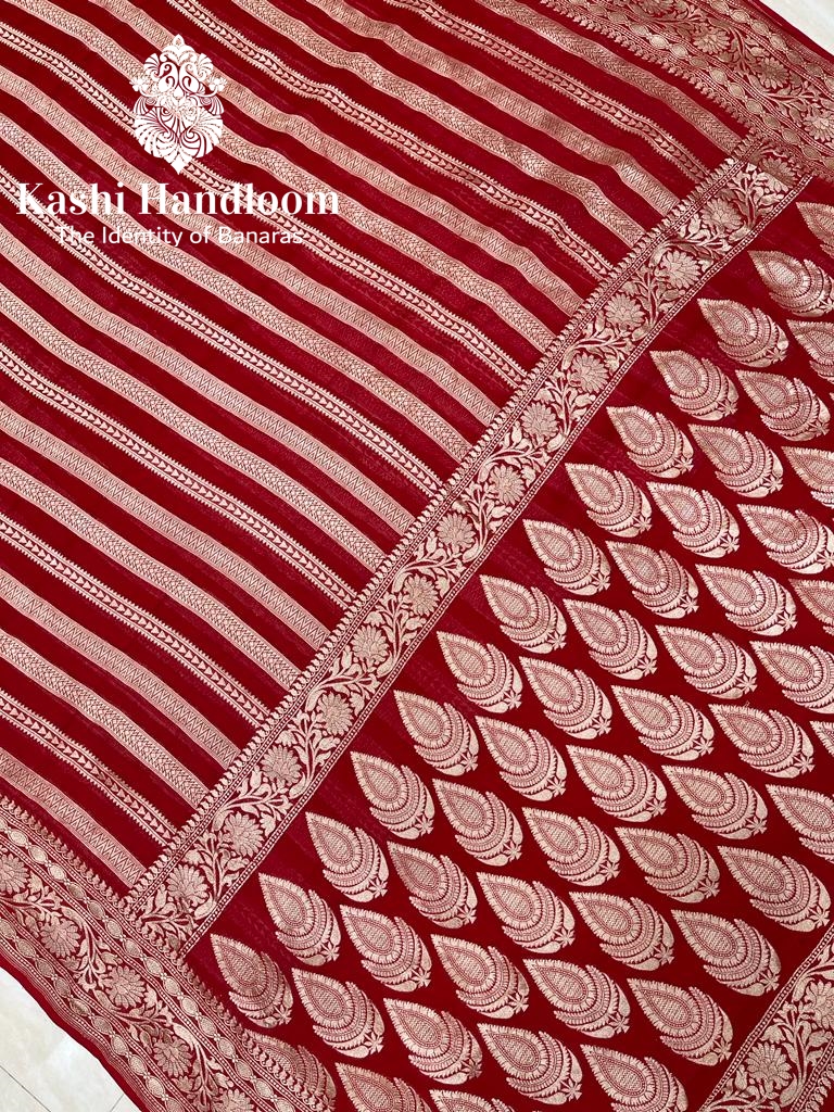 Banaras Handloom Khaddi Georgette Saree Water Zari