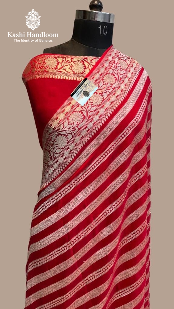 Banaras Handloom Khaddi Georgette Saree Water Zari