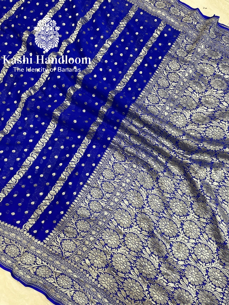 Banaras Handloom Khaddi Georgette Saree Water Zari