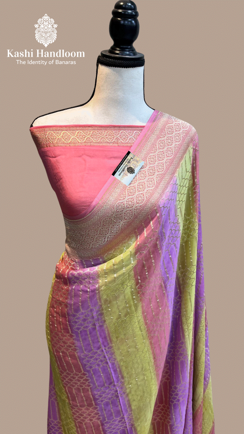 Banaras Handloom Khaddi Georgette Saree Water Zari